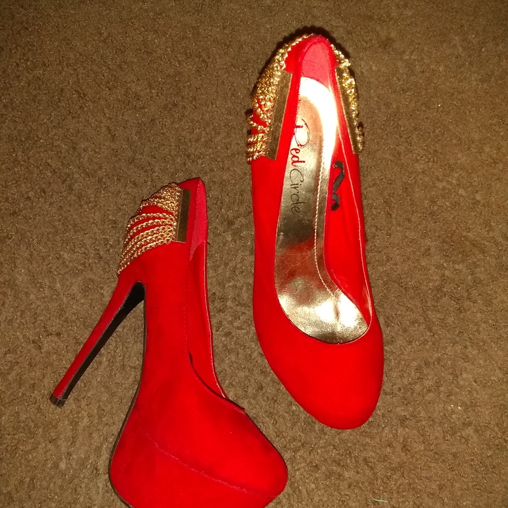 Red circle heels
